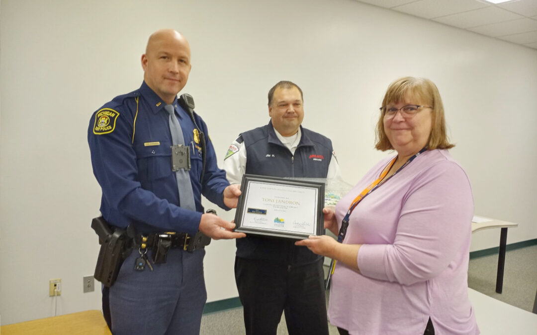 Toni Jandron honored as Lake County Dispatcher of the Year (MI)