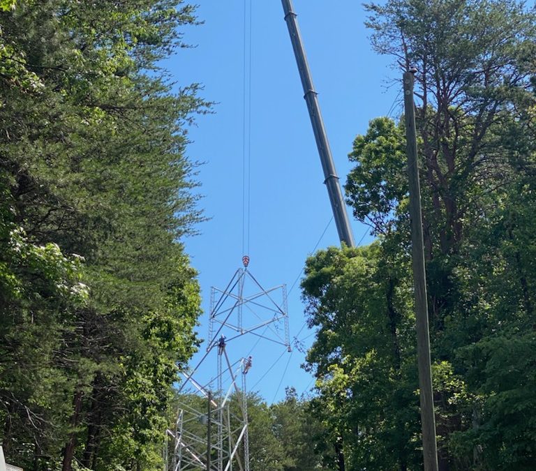 Radio towers go up in Taylorsville for new P-25 system for Polk Public Safety (IL)