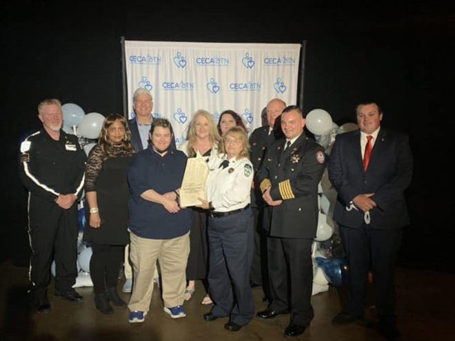 Maury County Emergency responders are recognized with the Star of Life Award for saving an injured motorcyclist on Hampshire Pike in April 2021. Those who responded to the scene were county emergency director Jeff Hardy, Maury County Sheriff Bucky Rowland, E-911 director Mark Gande, Crystal Whitaker, Kelly Walker and Tina Morton, along with county firefighters Bo Harden,  Aaron Blalock and Roy Runions. EMS responders Angie Thomason, Shelia Crabtree and Ryan Cothern also responded to the scene and were recognized with the award.