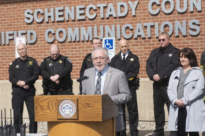 Anthony Jasenski, chairman of the Schenectady County Legislature speaks during a press conference Sunday, March 6, 2022 at the Schenectady County Unified Communications Center.